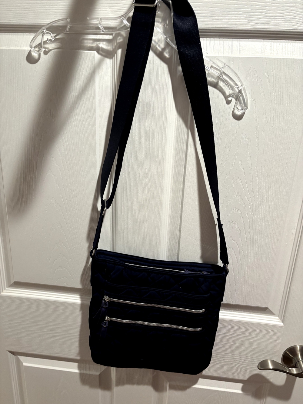 Vera Bradley Navy Crossbody Bag with Silver Zippers